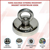 112Kg Salvage Strong Recovery Magnet Neodymium Hook - Side View