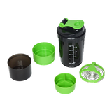 2x Protein Shaker Bottle Set  3-in-1 Smart Blender Mixer Cup for Gym & Fitness