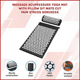 Massage Acupressure Yoga Mat With Pillow Sit Mats Cut Pain Stress Soreness - Side View