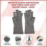 Arthritis Gloves Compression Joint Finger Hand Wrist Support Brace - Large - Side View