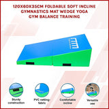 120x60x35cm Foldable Soft Incline Gymnastics Mat Wedge Yoga Gym Balance Training - Side View