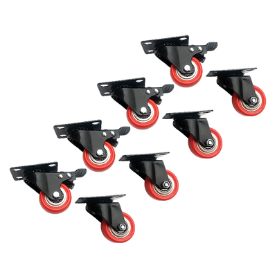 8 x 2 Polyurethane Castor Wheels - Swivel and 4 with brake