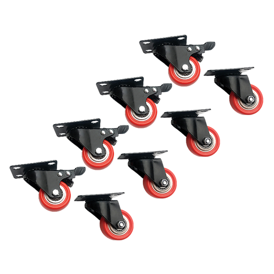 8 x 2 Polyurethane Castor Wheels - Swivel and 4 with brake