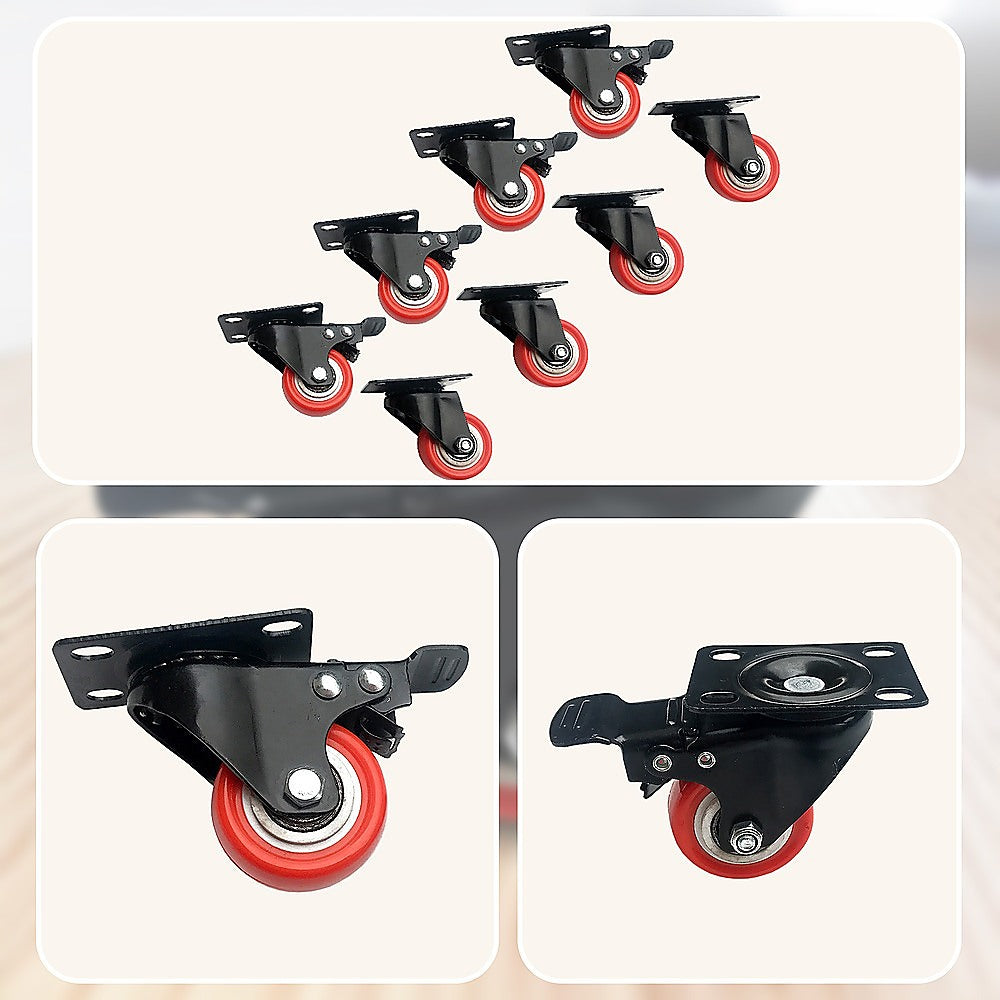 8 x 2 Polyurethane Castor Wheels - Swivel and 4 with brake