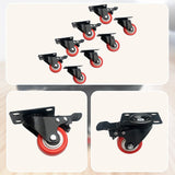 8 x 2 Polyurethane Castor Wheels - Swivel and 4 with brake - Low Angle