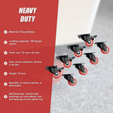8 x 2 Polyurethane Castor Wheels - Swivel and 4 with brake