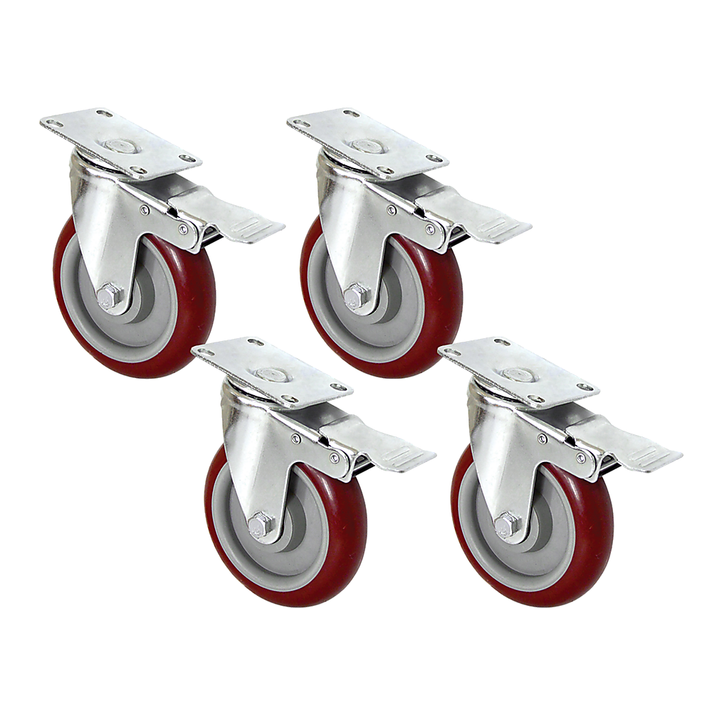 4 X 5 Heavy Duty 400kg Swivel Castor Wheels Trolley Furniture Caster All Brake