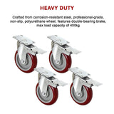 4 X 5 Heavy Duty 400kg Swivel Castor Wheels Trolley Furniture Caster All Brake