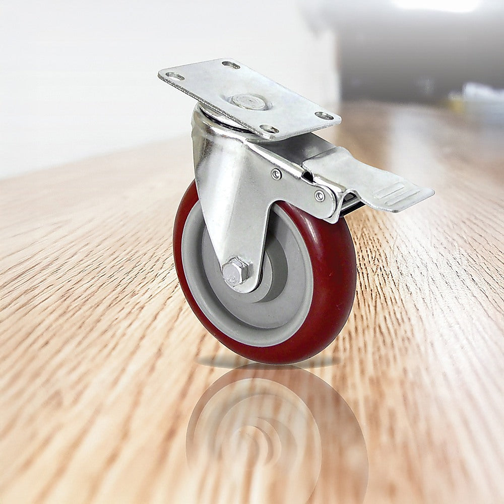 4 X 5 Heavy Duty 400kg Swivel Castor Wheels Trolley Furniture Caster All Brake