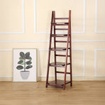 5 Tier Wooden Ladder Shelf Stand Storage Book Shelves Shelving Display Rack, Storage