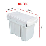 Pull Out Bin Kitchen Double Dual Slide Garbage Rubbish Waste 10L+20L - Extra Image