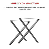 X Shaped Table Bench Desk Legs Retro Industrial Design Fully Welded - Close-Up Angle