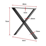 X Shaped Table Bench Desk Legs Retro Industrial Design Fully Welded - Low Angle