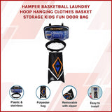 Hamper Basketball Laundry Hoop Hanging Clothes Basket Storage Kids Fun Door Bag - Side View
