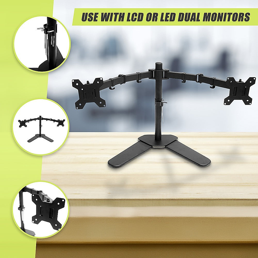 13-27 Dual Screen Monitor Stand TV Bracket Computer Display Desk Mount Holder