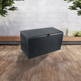 Patio Deck Box Outdoor Storage Plastic Bench Box 450 Litre - Close-Up Angle