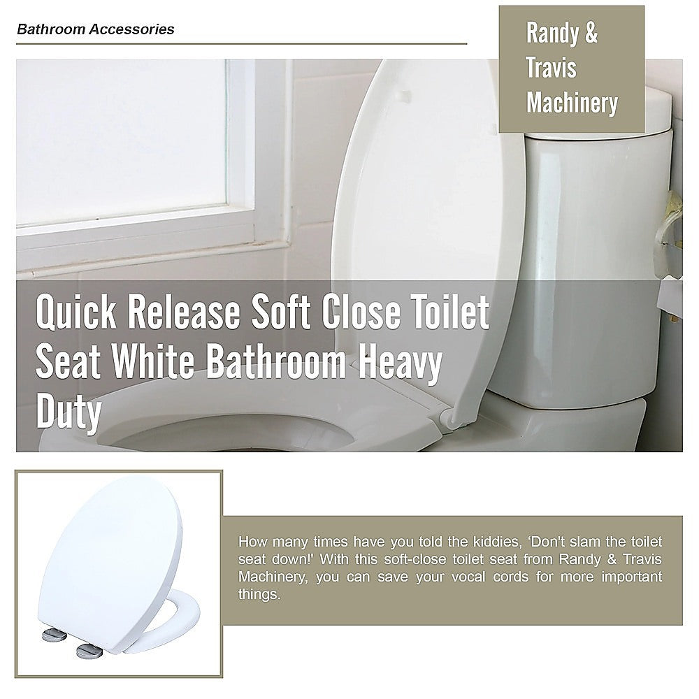 Quick Release Soft Close Toilet Seat White Bathroom Heavy Duty