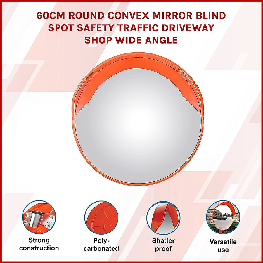 60cm Round Convex Mirror Blind Spot Safety Traffic Driveway Shop Wide Angle, image 3