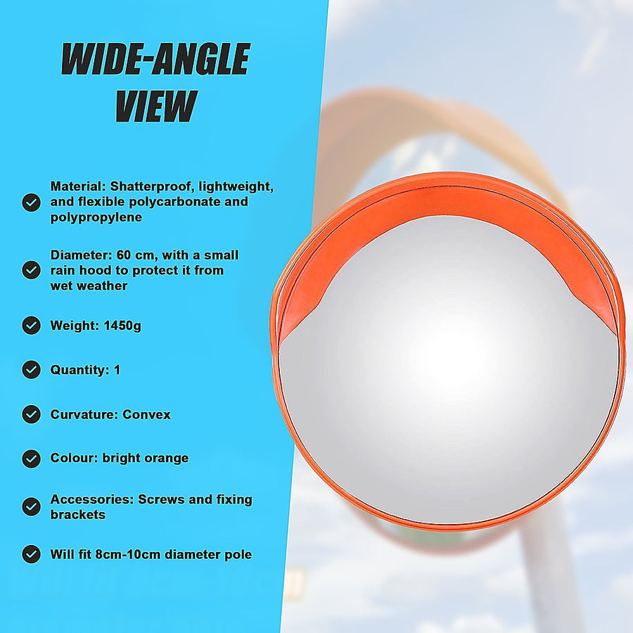 60cm Round Convex Mirror Blind Spot Safety Traffic Driveway Shop Wide Angle, image 11