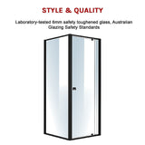 Semi Frameless Shower Screen (74~82)x 195cm & (77~80)x 195cm Side AS/NZS Glass - 45-Degree Angle