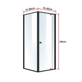 Semi Frameless Shower Screen (74~82)x 195cm & (77~80)x 195cm Side AS/NZS Glass - Rear View