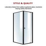 Semi Frameless Shower Screen (74~82)x 195cm & (98~101)x 195cm Side AS/NZS Glass - 45-Degree Angle