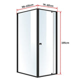 Semi Frameless Shower Screen (74~82)x 195cm & (98~101)x 195cm Side AS/NZS Glass - Rear View