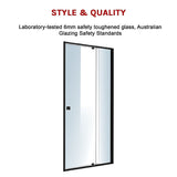 Adjustable Semi Frameless Shower Screen (82~90) x 195cm Australian Safety Glass - 45-Degree Angle
