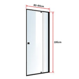 Adjustable Semi Frameless Shower Screen (82~90) x 195cm Australian Safety Glass - Rear View