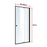 Adjustable Semi Frameless Shower Screen (98~106) x 195cm Australian Safety Glass - Rear View