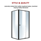 Semi Frameless Shower Screen (98~106)x 195cm & (77~80)x 195cm Side AS/NZS Glass - 45-Degree Angle