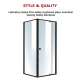 Semi Frameless Shower Screen (82~90)x 195cm & (77~80)x 195cm Side AS/NZS Glass - 45-Degree Angle