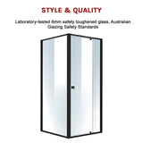 Semi Frameless Shower Screen (82~90)x 195cm & (89~92)x 195cm Side AS/NZS Glass - 45-Degree Angle