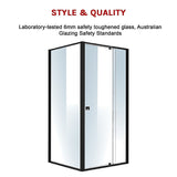 Semi Frameless Shower Screen (98~106)x 195cm & (89~92)x 195cm Side AS/NZS Glass - 45-Degree Angle