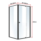 Semi Frameless Shower Screen (98~106)x 195cm & (89~92)x 195cm Side AS/NZS Glass - Rear View