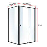 Semi Frameless Shower Screen (114~122)x 195cm & (98~101)x195cm Side AS/NZS Glass - Rear View