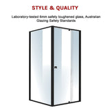 Semi Frameless Shower Screen (98~106)x 195cm & (98~101)x 195cm Side AS/NZS Glass - 45-Degree Angle