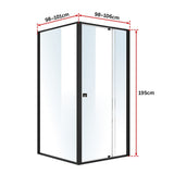 Semi Frameless Shower Screen (98~106)x 195cm & (98~101)x 195cm Side AS/NZS Glass - Rear View