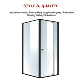 Semi Frameless Shower Screen (82~90)x 195cm & (98~101)x 195cm Side AS/NZS Glass - 45-Degree Angle