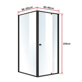Semi Frameless Shower Screen (82~90)x 195cm & (98~101)x 195cm Side AS/NZS Glass - Rear View