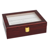 10 Grids Wooden Watch Case Glass Jewellery Storage Holder Box Wood Display - Top-Down View