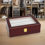 10 Grids Wooden Watch Case Glass Jewellery Storage Holder Box Wood Display - 45-Degree Angle