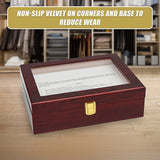 10 Grids Wooden Watch Case Glass Jewellery Storage Holder Box Wood Display - Low Angle