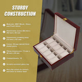 10 Grids Wooden Watch Case Glass Jewellery Storage Holder Box Wood Display - Extra Image