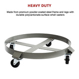 Drum Dolly 450kg 55 Gallon w Swivel Casters Heavy Duty Steel Frame Non Tipping - Rear View