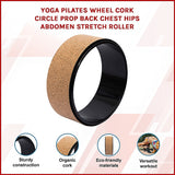 Yoga Pilates Wheel Cork Circle Prop Back Chest Hips Abdomen Stretch Roller - Side View
