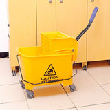20L Deluxe Mop Wringer Bucket Side Press Janitor Commercial Cleaning - Front View