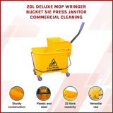 20L Deluxe Mop Wringer Bucket Side Press Janitor Commercial Cleaning - Side View