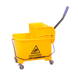20L Deluxe Mop Wringer Bucket Side Press Janitor Commercial Cleaning - Rear View