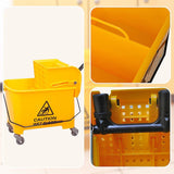 20L Deluxe Mop Wringer Bucket Side Press Janitor Commercial Cleaning - Low Angle